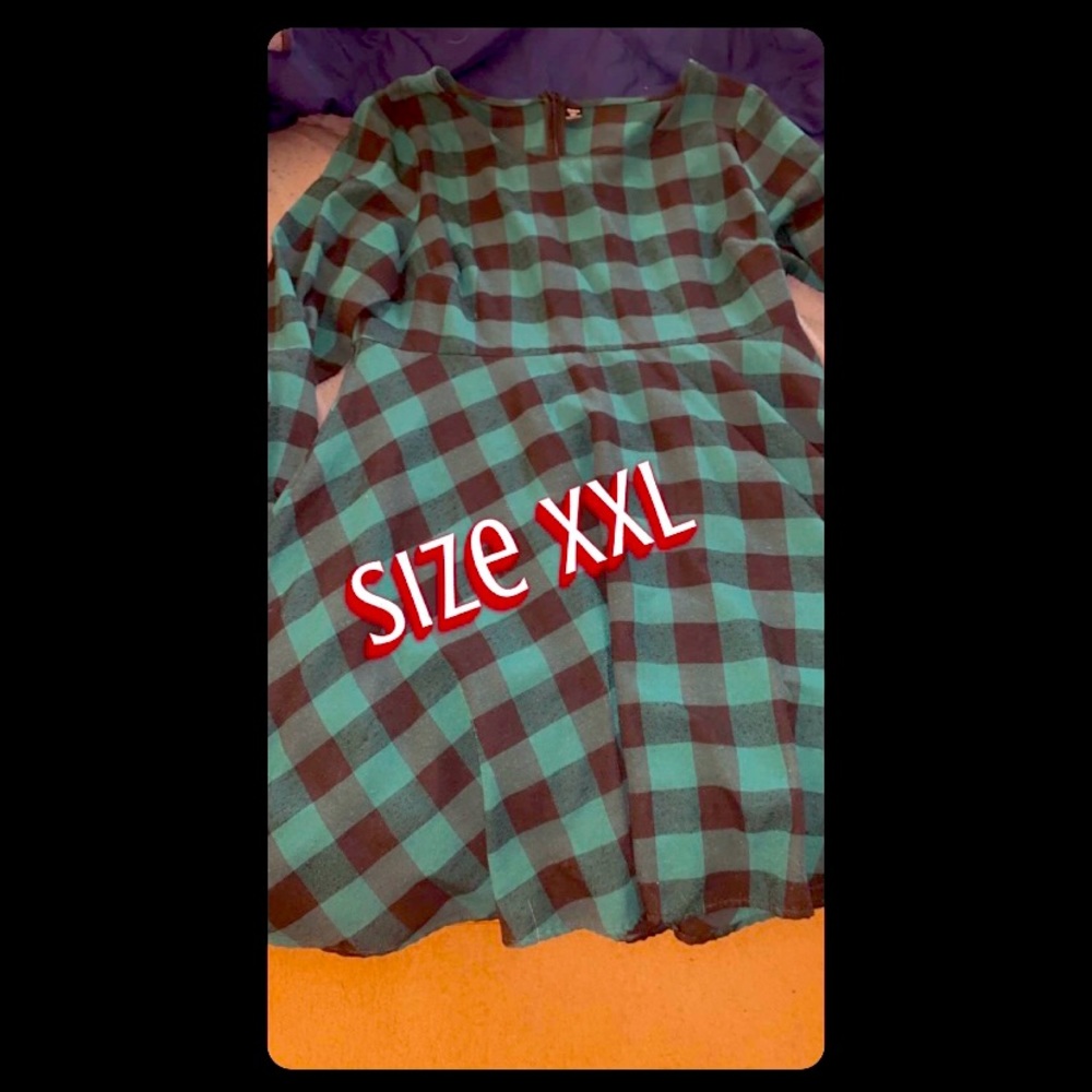 SHEIN green plaid dress XXL